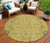 8' Gold Wheat And Gray Round Oriental Washable Indoor Outdoor Area Rug