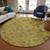 8' Gold Wheat And Gray Round Oriental Washable Indoor Outdoor Area Rug