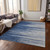 9' X 12' Navy Blue Gray And Ivory Striped Washable Indoor Outdoor Area Rug