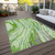 10' X 14' Green Teal Blue And Purple Abstract Washable Indoor Outdoor Area Rug
