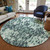 8' Sage Black And Ivory Round Striped Washable Indoor Outdoor Area Rug