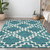 8' X 10' Teal Blue And Ivory Geometric Washable Indoor Outdoor Area Rug