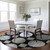 8' Black Gray And Ivory Round Geometric Washable Indoor Outdoor Area Rug