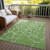 10' X 14' Green And Ivory Abstract Washable Indoor Outdoor Area Rug