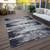 8' X 10' Black Gray And Ivory Striped Washable Indoor Outdoor Area Rug
