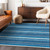 9' X 12' Denim Blue Gray And Ivory Striped Washable Indoor Outdoor Area Rug