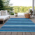 9' X 12' Denim Blue Gray And Ivory Striped Washable Indoor Outdoor Area Rug