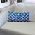 12" X 18" Blue And White Blown Seam Geometric Lumbar Indoor Outdoor Pillow