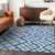 9' X 12' Navy Blue And Light Blue Geometric Washable Indoor Outdoor Area Rug