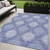 5' X 8' Denim Blue And Sky Blue Ikat Washable Indoor Outdoor Area Rug