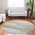 8' Artichoke Green Gray And Ivory Round Abstract Washable Indoor Outdoor Area Rug