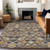 3' X 5' Wheat And Gold Geometric Washable Indoor Outdoor Area Rug