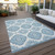 3' X 5' Teal Blue And Ivory Medallion Washable Indoor Outdoor Area Rug