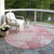 8' Pink And Ivory Round Abstract Washable Indoor Outdoor Area Rug