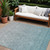 10' X 14' Teal Blue And Gray Geometric Washable Indoor Outdoor Area Rug