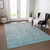10' X 14' Teal Blue And Gray Geometric Washable Indoor Outdoor Area Rug