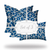 Set Of Three 20" X 20" Blue And White Zippered Geometric Throw Indoor Outdoor Pillow