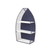 24" Navy Blue And White Metal and Wood Boat Shaped Bookcase