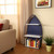 24" Navy Blue And White Metal and Wood Boat Shaped Bookcase