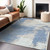 3' X 5' Denim Blue Beige And Ivory Abstract Washable Indoor Outdoor Area Rug