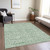 3' X 5' Sage Green And Ivory Geometric Washable Indoor Outdoor Area Rug