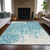 10' X 14' Teal Blue And Ivory Medallion Washable Indoor Outdoor Area Rug