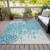 10' X 14' Teal Blue And Ivory Medallion Washable Indoor Outdoor Area Rug