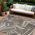 10' X 14' Brown And Beige Geometric Washable Indoor Outdoor Area Rug