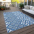10' X 14' Denim Blue And Light Blue Geometric Washable Indoor Outdoor Area Rug