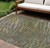 10' X 14' Olive Green Brown And Gold Abstract Washable Indoor Outdoor Area Rug