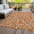 8' X 10' Brown And Beige Geometric Washable Indoor Outdoor Area Rug