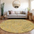 8' Gold Gray And Beige Round Abstract Washable Indoor Outdoor Area Rug