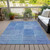 3' X 5' Denim Blue And Sky Blue Patchwork Washable Indoor Outdoor Area Rug