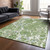 8' X 10' Artichoke Green Ivory And Beige Striped Washable Indoor Outdoor Area Rug