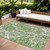 8' X 10' Artichoke Green Ivory And Beige Striped Washable Indoor Outdoor Area Rug