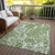 8' X 10' Artichoke Green Ivory And Beige Striped Washable Indoor Outdoor Area Rug