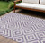 9' X 12' Purple And Ivory Geometric Washable Indoor Outdoor Area Rug