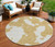 8' Gold And Ivory Round Abstract Washable Indoor Outdoor Area Rug