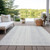 9' X 12' Silver And Ivory Striped Washable Indoor Outdoor Area Rug