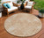 8' Coral Ivory And Peach Round Geometric Washable Indoor Outdoor Area Rug