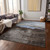 8' X 10' Chocolate Gray And Blue Abstract Washable Indoor Outdoor Area Rug