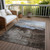 8' X 10' Chocolate Gray And Blue Abstract Washable Indoor Outdoor Area Rug