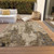 5' X 8' Khaki And Taupe Abstract Washable Indoor Outdoor Area Rug
