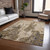 5' X 8' Khaki And Taupe Abstract Washable Indoor Outdoor Area Rug