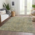 8' X 10' Beige And Blue Damask Washable Indoor Outdoor Area Rug