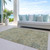 8' X 10' Beige And Blue Damask Washable Indoor Outdoor Area Rug