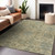 8' X 10' Beige And Blue Damask Washable Indoor Outdoor Area Rug