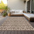 9' X 12' Brown And Ivory Geometric Washable Indoor Outdoor Area Rug