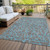 5' X 8' Gray And Teal Blue Geometric Washable Indoor Outdoor Area Rug