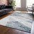 8' X 10' Sky Blue Gray And Charcoal Abstract Washable Indoor Outdoor Area Rug